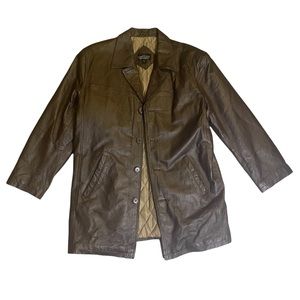VINTAGE Haband Executive Division Brown Genuine Leather Jacket Size Medium